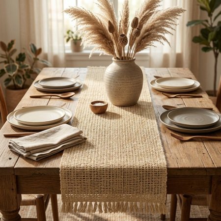 رانر طاولة منسوج بتصميم بوهيمي